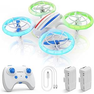 DEERC D23 Mini Drone per Bambini, Quadcopter RC con 5 modalità LED, Altitude Hold e 360° Flip, eliche completamente protette e 2 batterie, facile da volare Giocattolo regalo per Ragazzi e Ragazze