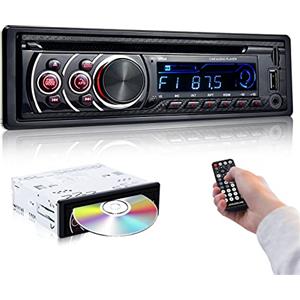 Podofo 1 Din Autoradio con Lettore CD Podofo Bluetooth Ricevitore FM Radio per Auto Singolo Din Vivavoce con USB Micro SD Lettore MP3 AUX con Telecomando, 4x50W