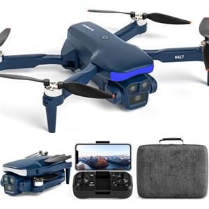 KARUISRC K417, Droni con Telecamera 1080p FPV, Quadricottero RC WiFi Pieghevole per Adulti Principianti, Motore Brushless Drones, Posizionamento Ottico del Flusso, Mantenimento dell'altitudine, Bluu
