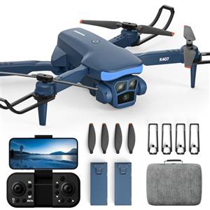 karuisrc K407 Drone con telecamera 1080P per adulti, obiettivo regolabile a 135°, droni pieghevoli con decollo/atterraggio con un solo pulsante per principianti, quadcopter FPV RC con 3D Flip, 2 Batterie