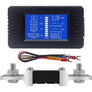 KETOTEK Voltmetro DC, contatore di energia, display LCD, multimetro digitale per auto, solare DC 0-200 V, 300 A, shunt