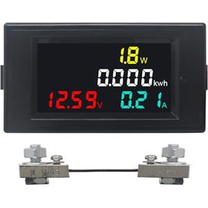 KETOTEK Amperometro Voltmetro da Pannello DC 14-600V 100A con 100A Shunt, Digitale LCD Misuratore di Corrente di Tensione 4 in 1 Volt Amp Watt Meter Misuratore di Potenza