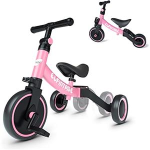 besrey Tricicli 5 in 1 Triciclo per Bambini da 1 a 4 Anni,Triciclo Senza Pedali,Bicicletta Senza Pedali,ROSA