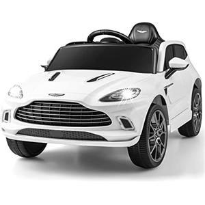 COSTWAY Aston Martin DBX Auto Elettrica per Bambini, 12 V Macchina Elettrica con Telecomando e Luci LED, Partenza Lenta Clacson, Regalo per Bambini 3-8 Anni (Bianco)