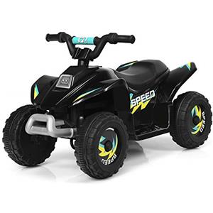 GYMAX Quad Elettrico per Bambini 3+ Anni, Veicolo Cavalcabile per Bambini 6V, con Funzione Avanti e Indietro, 72 x 39,5 x 45,5 cm (Nero)