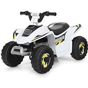 GYMAX Quad Elettrico per Bambini 3+ Anni, Veicolo Cavalcabile per Bambini 6V, con Funzione Avanti e Indietro, 72 x 39,5 x 45,5 cm (Bianco)