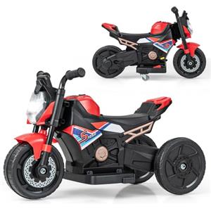COSTWAY 6V Moto Elettrica per Bambini, Motocicletta con Conversione a 2/3 Ruote, Motocicletta Elettrica per Bambini con Faro, Musica e Clacson, Ideale per Bambini 18-36 Mesi (Rosso)