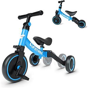 besrey Tricicli 5 in 1 Triciclo per Bambini da 1 a 4 Anni,Triciclo Senza Pedali,Bicicletta Senza Pedali,BLU