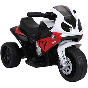 HOMCOM Moto Elettrica per Bambini Max. 20kg con Licenza BMW, 3 Ruote, Batteria Ricaricabile 6V, Bianco Rosso, 66x37x44cm