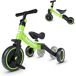 besrey Tricicli 5 in 1 Triciclo per Bambini da 1 a 4 Anni,Triciclo Senza Pedali,Bicicletta Senza Pedali,Verde