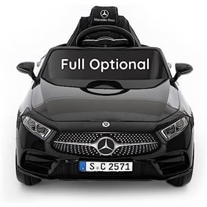 BABYCAR Mercedes elettrica per Bambini CLS 350 AMG 12V FULL OPTIONAL - Macchina elettrica per bambini con Licenza Ufficiale Sedile in Pelle, Telecomando Porte Apribili ed MP3 (Nera)