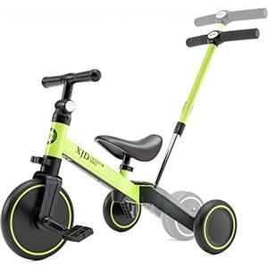 XJD 4 in 1 Triciclo per Bambini Con Putter Staccabile Bicicletta Equilibrio Adatto per età 1-3Anni (Verde)