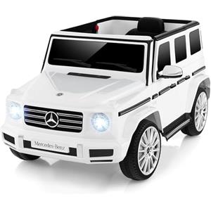 COSTWAY Mercedes-Benz G500 Auto Elettrica per Bambini, 12V Macchina Elettrica con Telecomando 3 Velocità Musica e Luci LED, Funziona Dondolante, Veicolo Elettrico per Bambini 3 Anni+ (Bianco)