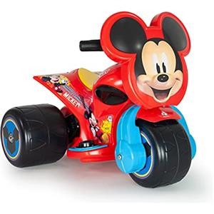 INJUSA - Moto Samurai Mickey Mouse, per Bambini da 1 a 3 anni, Moto Elettrica per Bambini a Batteria 6V, con Acceleratore a Pedale e 3 Ruote in Plastica, Velocità Massima 3 Km/h, Colore Rosso