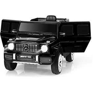 COSTWAY Macchina Elettrica per Bambini 12 V Mercedes Benz, Veicolo Elettrico a 2 Porte con MP3,con Telecomando,Carico 12,5kg, con Clacson,luci a LED e Cintura di Sicurezza, per 3 a 8 Anni (Nero)