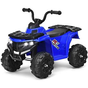 COSTWAY 6V Quad Elettrico per Bambini, Moto Cavalcabile con Fari, Musica, Giocattolo Elettrico per Bambini 3-6 Anni (Blu)