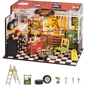 Rolife Casa delle Bambole in Legno Garage Officina Miniatura DIY Craft Kit Casa delle Bambole Kit di Costruzione con Luci LED Natale Compleanno Regalo per Bambini e Adulti