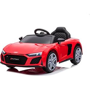 Baroni Home Auto Macchina Elettrica per Bambini Audi R8 Sport, 12V Con MP3, Macchina telecomandata Full Optional, sedile in Eco pelle, porte apribili, Velocità 3-5 km/h, con Telecomando, Rosso