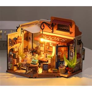 ROBOTIME Casa delle Bambole in legno Libreria, Case in Miniatura da Costruire con LED per Adulti e Bambini, Regalo di Compleanno