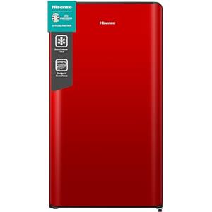 Hisense RR106D4CRE Frigorifero Monoporta Rosso Ruby con Design Curvilineo, Freezer Zone 3 Stelle, 82 L, Classe E, Bassa Rumorosità 36 db, Illuminazione LED