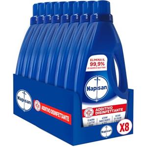 Napisan Additivo Disinfettante Lavatrice, Confezione da 8 x 1 Litro di Additivo Liquido per Lavatrice, Contro i Batteri e i Cattivi Odori