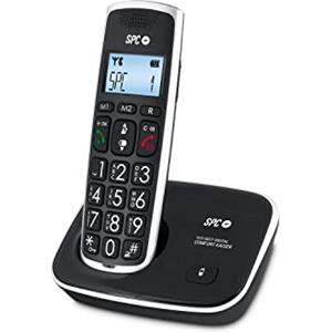 SPC Comfort Kaiser - Telefono cordless per Anziani con tasti e numeri XL, Suono extra-amplificato, 2 Memorie Dirette, Agenda e Vivavoce
