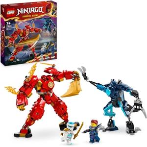 LEGO NINJAGO Mech Elemento Fuoco di Kai, Giochi d'Azione per Bambini e Bambine da 7 Anni, 2 Action Figure Snodabili da Costruire, Giocattolo Ninja Personalizzabile con 4 Minifigure tra cui Zane 71808