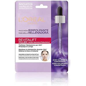 L'Oréal Paris Maschera in tessuto Revitalift Filler, Azione Rimpolpante Anti-Età, Effetto Seconda Pelle, Arricchita con Acido Ialuronico, 30 g