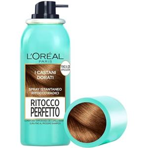 L'Oréal Paris Spray Ritocco Perfetto, Spray Istantaneo per Radici e Capelli Bianchi, Durata fino a 1 Shampoo, Colore: Castano Dorato, 75 ml