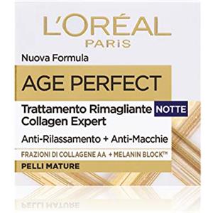 L'Oréal Paris Age Perfect Crema Viso Antirughe Idratante Notte, Pelli Mature, Anti-Macchie, 50 ml