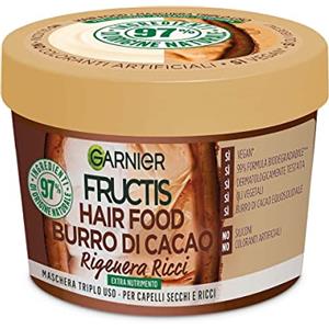 Garnier Fructis Hair Food Burro di Cacao Rigenerante, Maschera per Capelli Secchi e Ricci, 97% di Ingredienti di Origine Naturale, Senza Siliconi, 390 ml