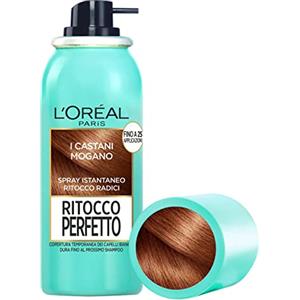 L'Oréal Paris Spray Ritocco Perfetto, Spray Istantaneo per Radici e Capelli Bianchi, Durata fino a 1 Shampoo, Colore: Castano Mogano, 75 ml