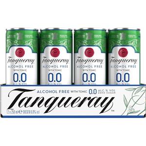 Tanqueray 0.0 - Premix Gin & Tonic Zero, Pack di 12 Lattine da 250 ml