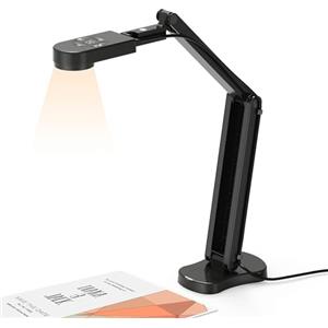 Kitchbai 8MP Telecamera e Visualizzatore di Documenti USB, 4K Webcam per formato A3, con Luce LED a 3 Livelli, Inversione dell'immagine, Pieghevole, Doppio Microfono, Per demo dal vivo, Conferenze Web