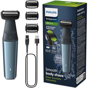 Philips Bodygroom Series 3000 Rifinitore impermeabile per inguine e corpo, rasatura precisa e confortevole, routine di cura del corpo completa, 60 minuti di autonomia, modello BG3027/03