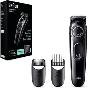 Braun Series 3 Rasoio Elettrico Barba, Con Lama Barba Ultra Affilata, Regolabarba Uomo 40 Lunghezze, 50 Minuti Di Utilizzo Senza Fili, BT3410 Nero