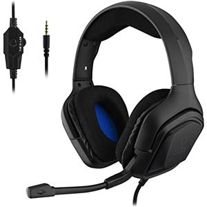 THE G-LAB Korp COBALT Cuffie da Gaming PS4 - Microfono Cuffie Stereo, Ultra Leggero, Cuffie per Basso Elettrico - Mic Jack da 3,5 mm per PC PS4 PS5 Xbox One Mac Nintendo Switch Smartphone (Nero)