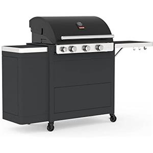 Barbecook barbecue a gas Stella 3221 3 bruciatori e bruciatore laterale con cassetti e cassetta separata per la bombola del gas, nero, 174x59x119cm