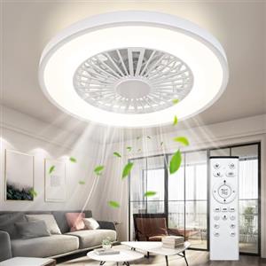 Ateroll Ventilatore da Soffitto con Luce, Motore DC 25W LED 45W, RGB (3000K-6500K), 3000LM, 6 Velocità del Vento Regolabili con Telecomando, Timer, Memoria Luce, 7 Pale del Ventilatore Reversibili