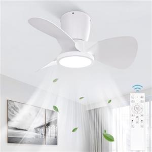 Ateroll Ventilatore da Soffitto con Luce, Dimmerabile 3CCT (3000K-4000K-5000K), Ventilatore da Soffitto 1800LM Con Telecomando, 4 Velocità, Timer, Adatto per Soggiorno, Cucina, Camera da Letto