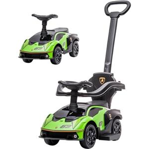 AIYAPLAY Lamborghini Macchina per Bambini 2 in 1, Macchinina a Spinta con Maniglione e Barriera di Sicurezza, Volante e Clacson, Verde