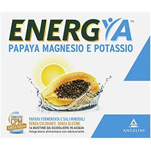 Energya Papaya, Magnesio e Potassio, Integratore Alimentare con Sali Minerali, Integratore Energizzante, Riduce Stanchezza, 14 Bustine