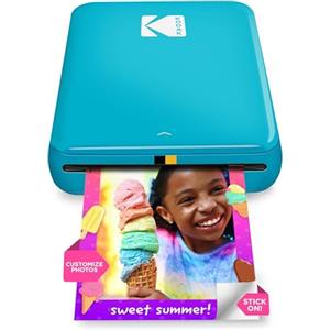 KODAK Step Stampante fotografica Istantanea con Bluetooth/NFC, Tecnologia ZINK e App per iOS e Android (blu) Stampa Foto con Retro Adesivo 2x3