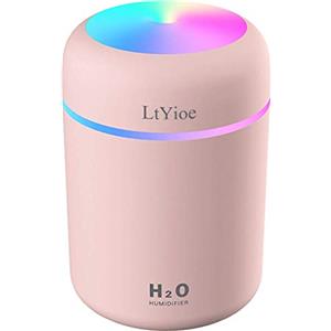 LtYioe - Mini umidificatore da scrivania per auto, ufficio, camera da letto, ecc, spegnimento automatico, 2 modalità di nebbia, super silenzioso, colore(rosa)