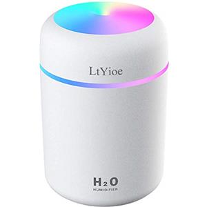LtYioe - Mini umidificatore da scrivania per auto, ufficio, camera da letto, ecc. Spegnimento automatico, 2 modalità di nebbia, super silenzioso(bianco)