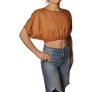 Bresci Patrizia Pepe camicia manica corta in lino marrone: stile casual e raffinato per donne