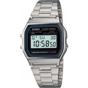 Casio Orologio Uomo Casio in Acciaio Vintage Multifunzione A158WA-1DF Argento