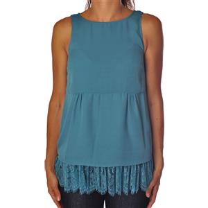 Patrizia Pepe Eleganza senza maniche: Patrizia Pepe top in verde con spitzer akzent extra