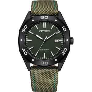 Citizen Orologio Citizen Active Sport acciaio nero con cinturino in tessuto verde BM7635-01X
