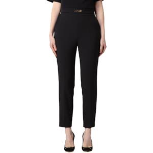ELISABETTA FRANCHI PANTALONE A SIGARETTA IN DOPPIO CREPE - PA01021E2 - avorio